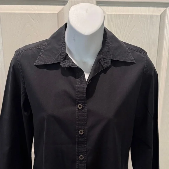 Classic Black Button-Up Women's Top - Picture 2 of 3
